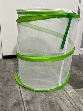 Pop-Up Mesh Butterfly Insect Habitat with Lime Green Trim Top Zipper